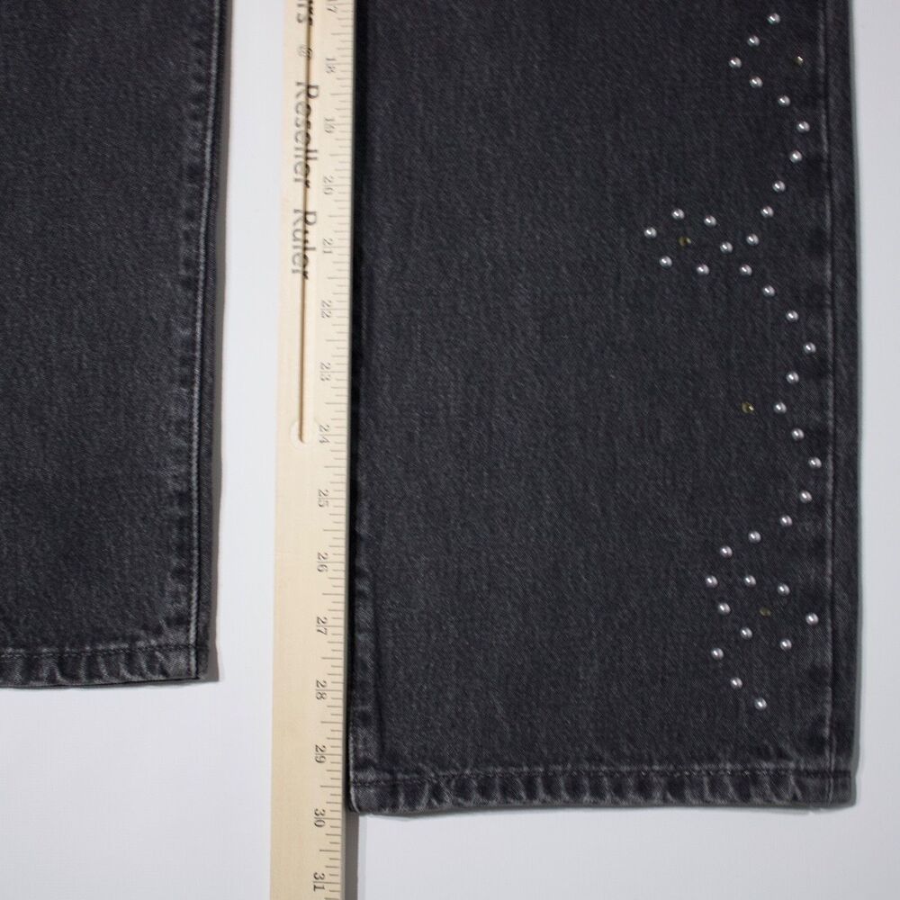 NWT $128 Levi's Premium 501 '90s Black Denim Studded Western Jeans Women 29x30 - Picture 14 of 16
